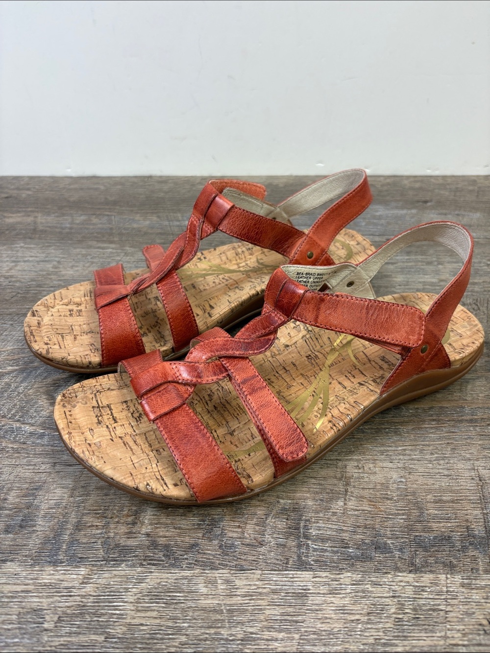 Abeo BioSystem Bea Braid Leather Cork Comfort Sandals Red 9N